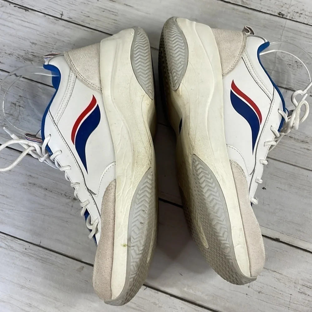 Keds K-89 White Chunky Leather Sneaker with Red&White Wave Accent